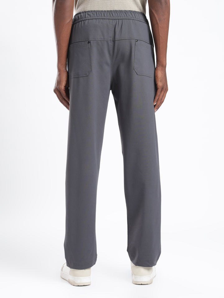 Dark Grey Poly Relaxed Fit Travel Pant
