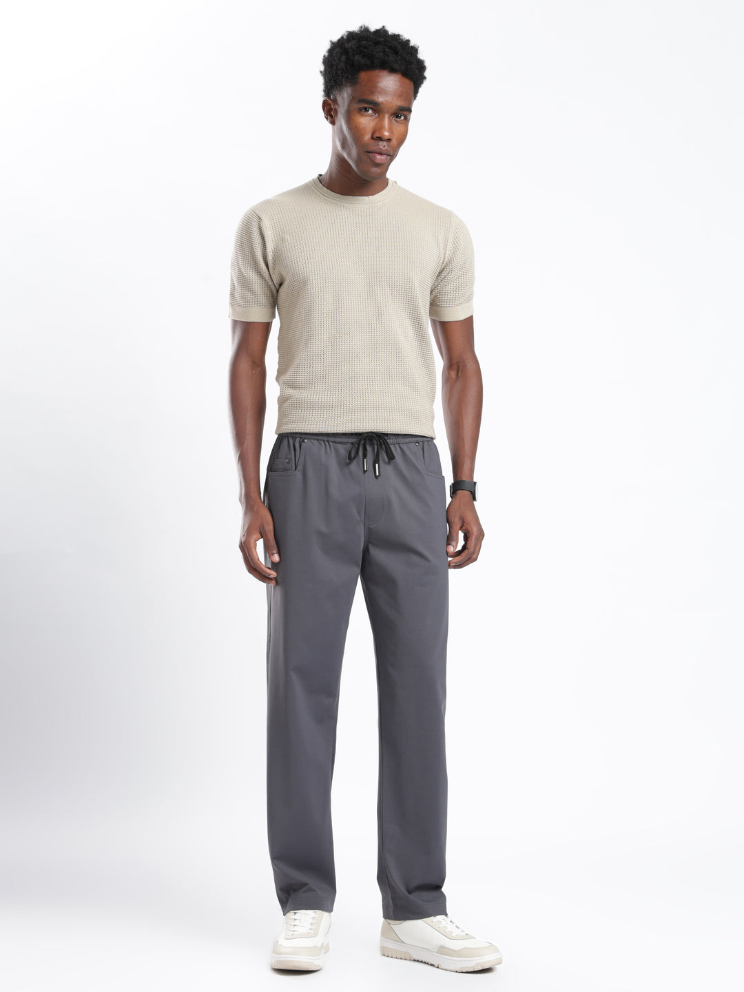 Dark Grey Poly Relaxed Fit Travel Pant