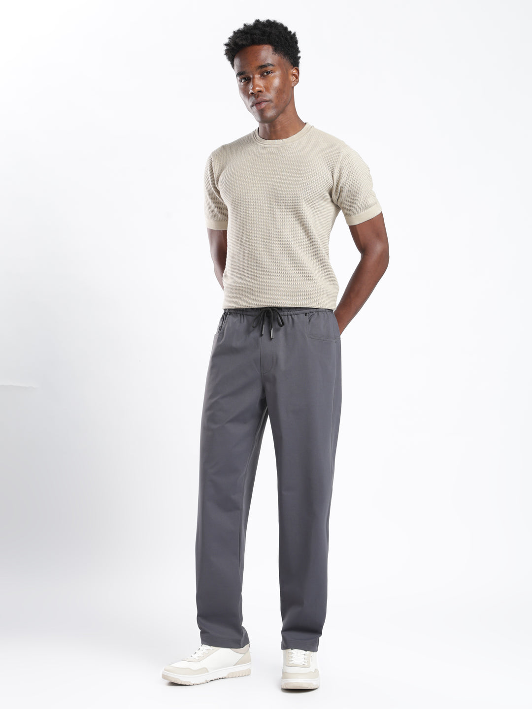 Dark Grey Poly Relaxed Fit Travel Pant