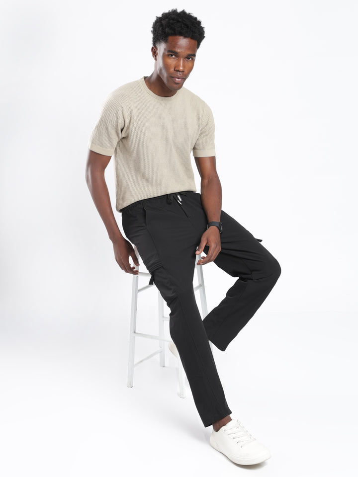 Black Nylon Relaxed Fit Travel Pant
