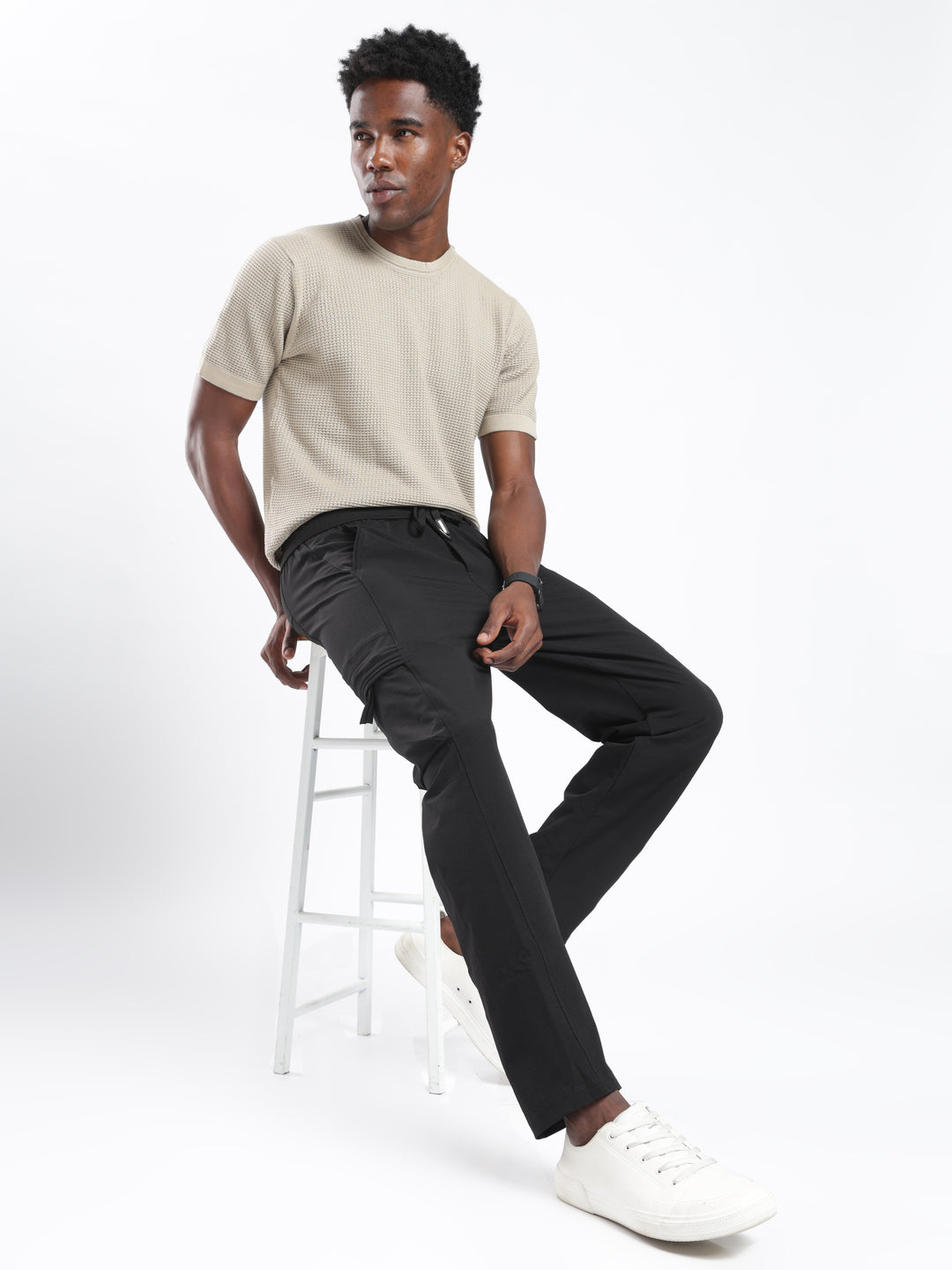Black Nylon Relaxed Fit Travel Pant