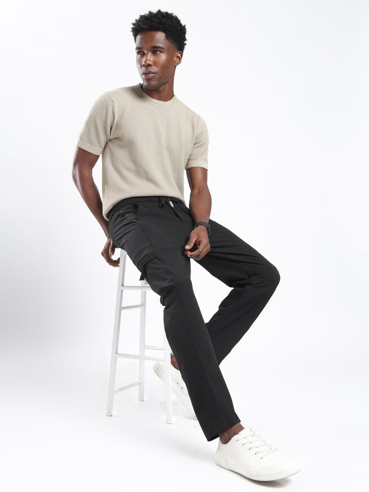 Black Nylon Relaxed Fit Travel Pant