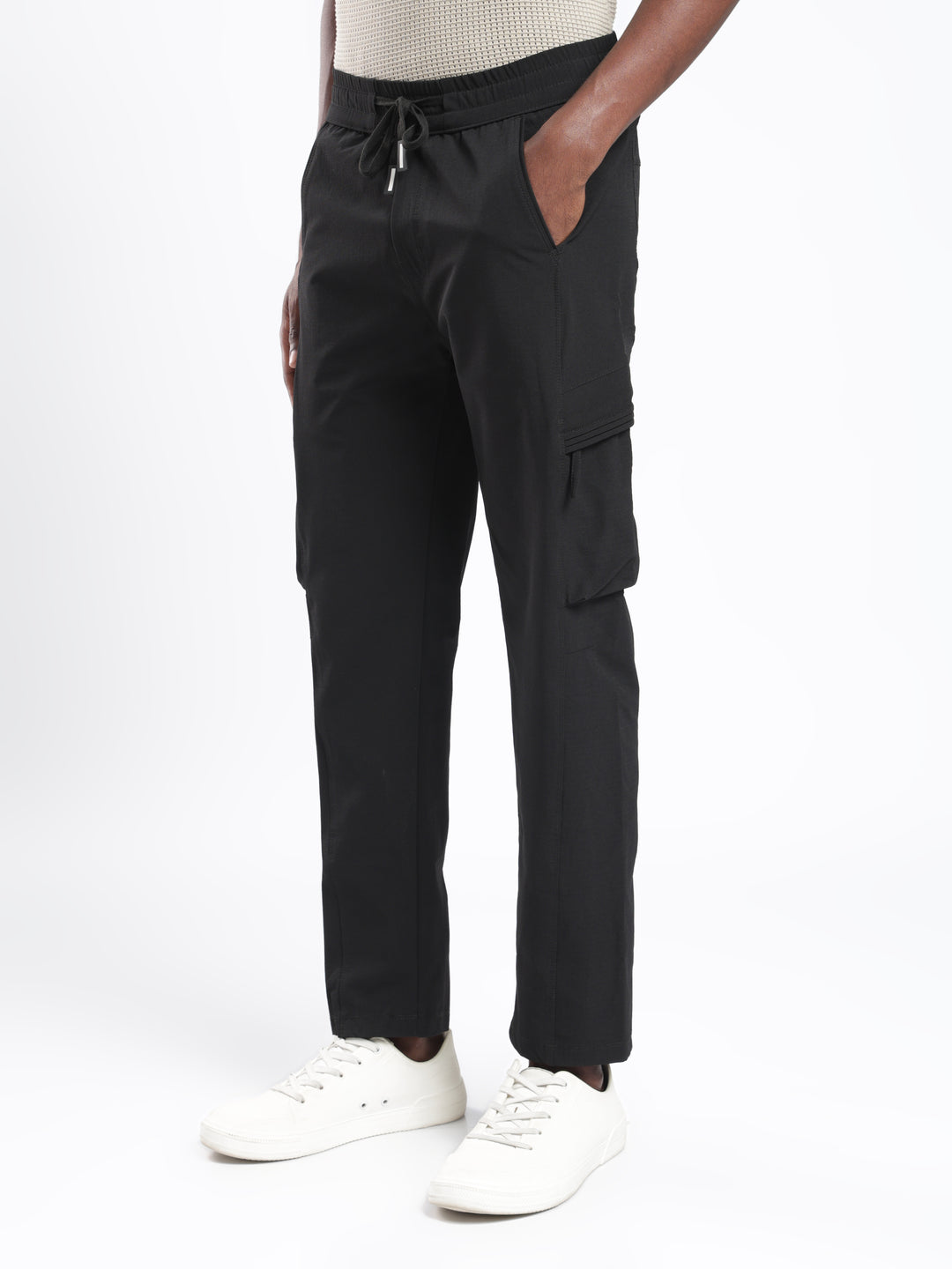 Black Nylon Relaxed Fit Travel Pant