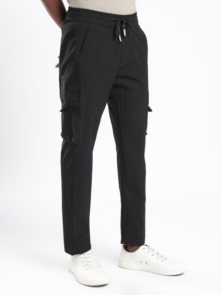 Black Nylon Relaxed Fit Travel Pant