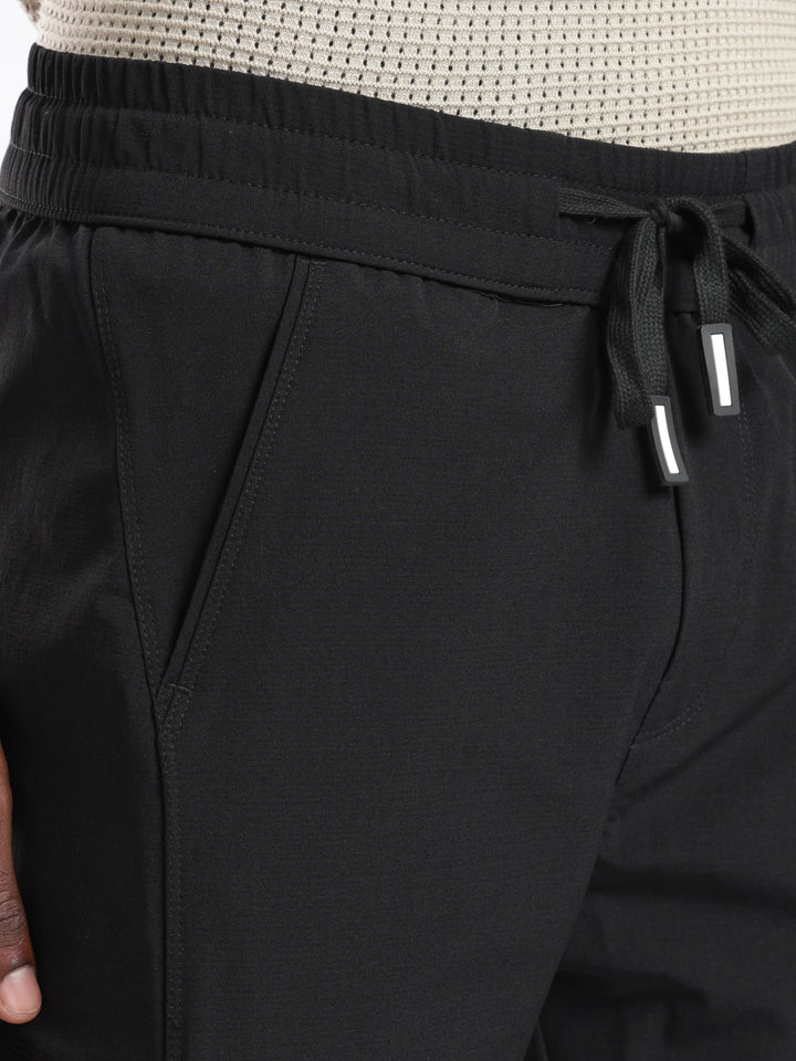 Black Nylon Relaxed Fit Travel Pant