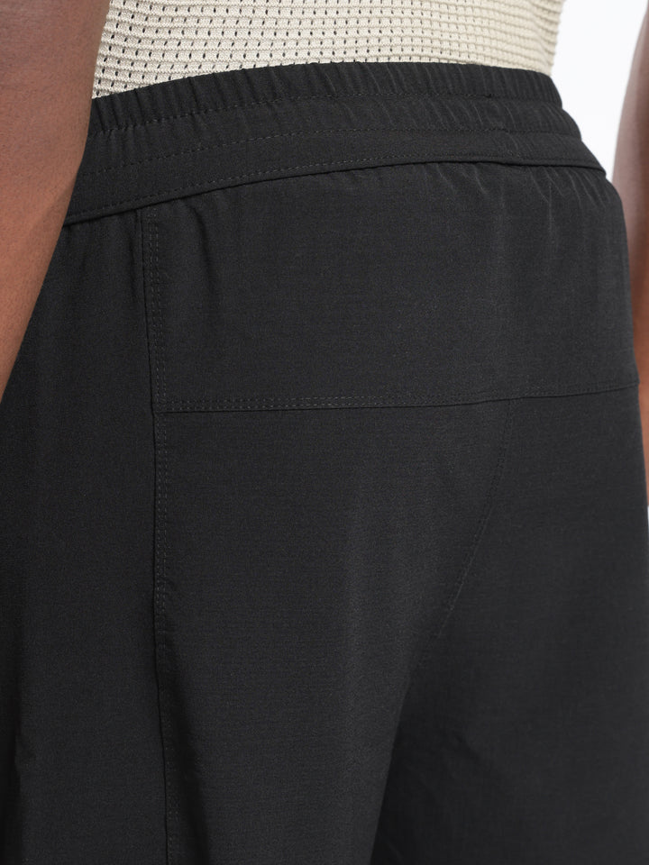 Black Nylon Relaxed Fit Travel Pant