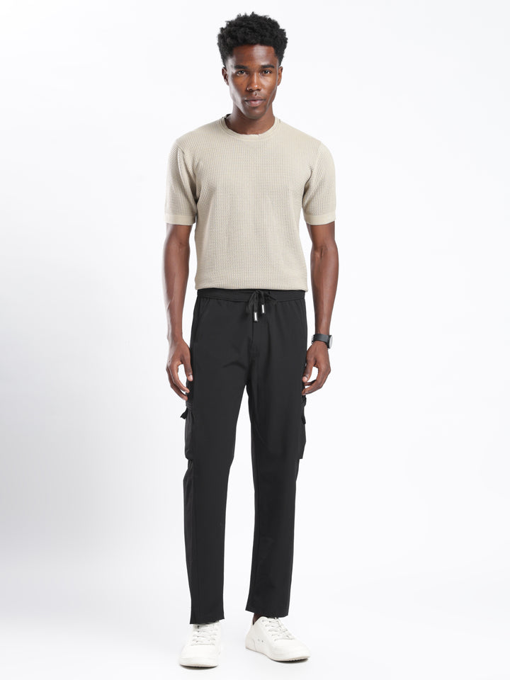 Black Nylon Relaxed Fit Travel Pant
