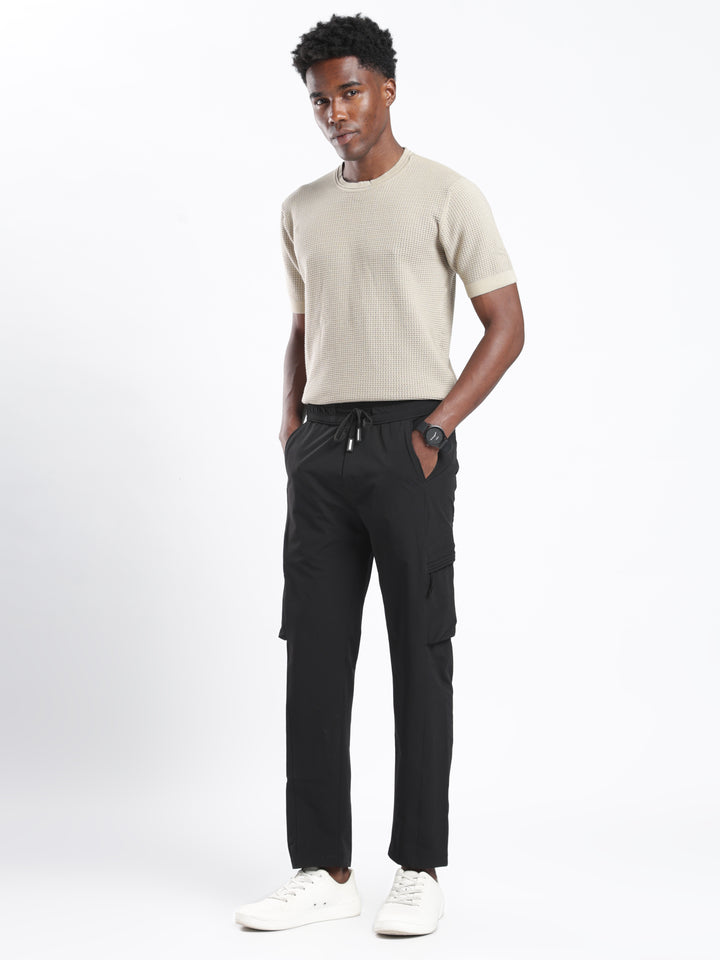 Black Nylon Relaxed Fit Travel Pant