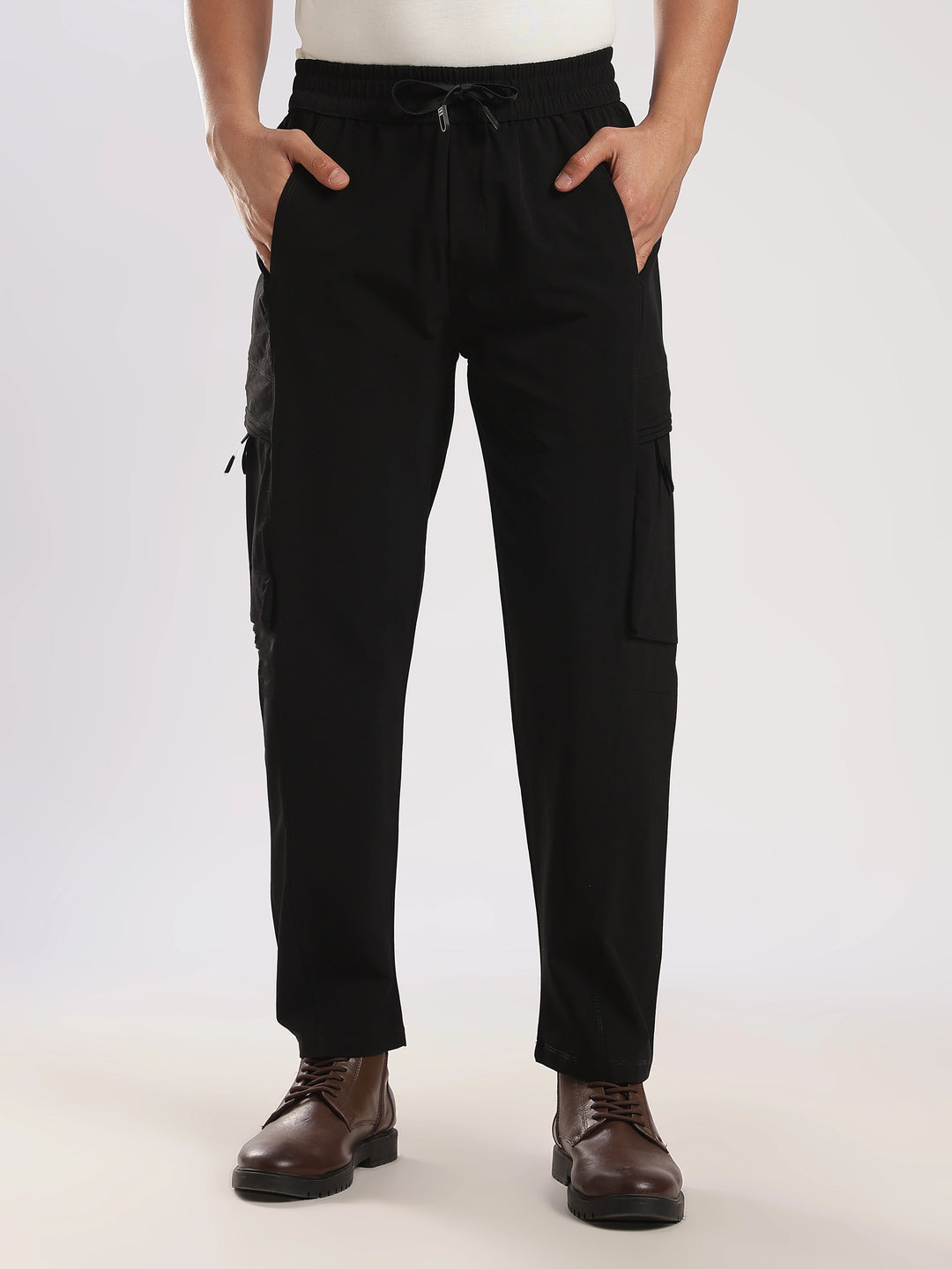 Dark Grey Nylon Relaxed Fit Travel Pant