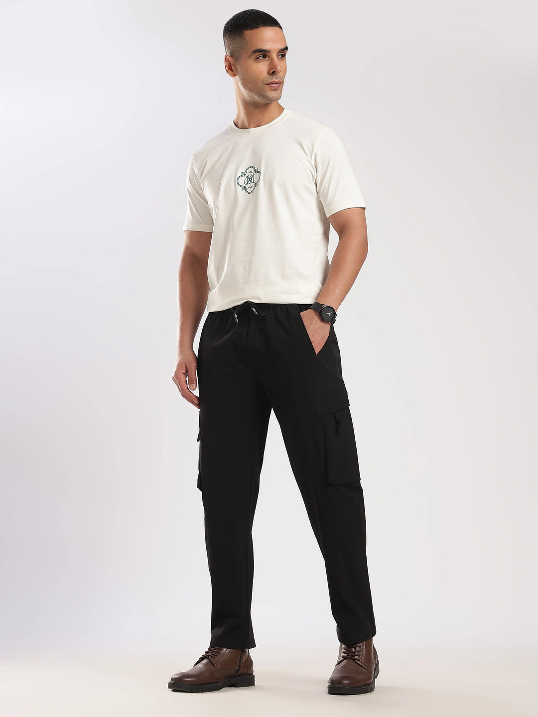 Dark Grey Nylon Relaxed Fit Travel Pant