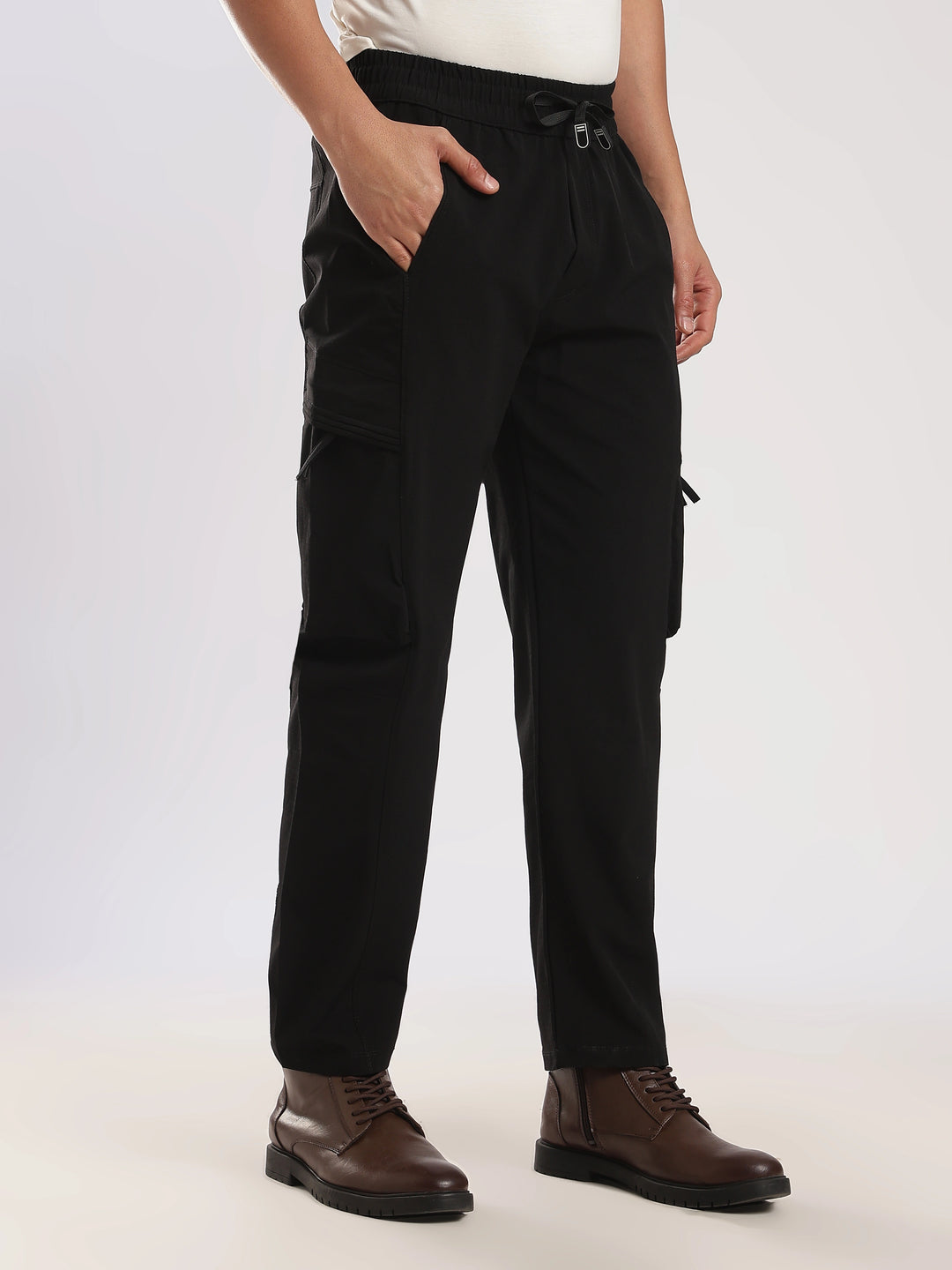 Dark Grey Nylon Relaxed Fit Travel Pant