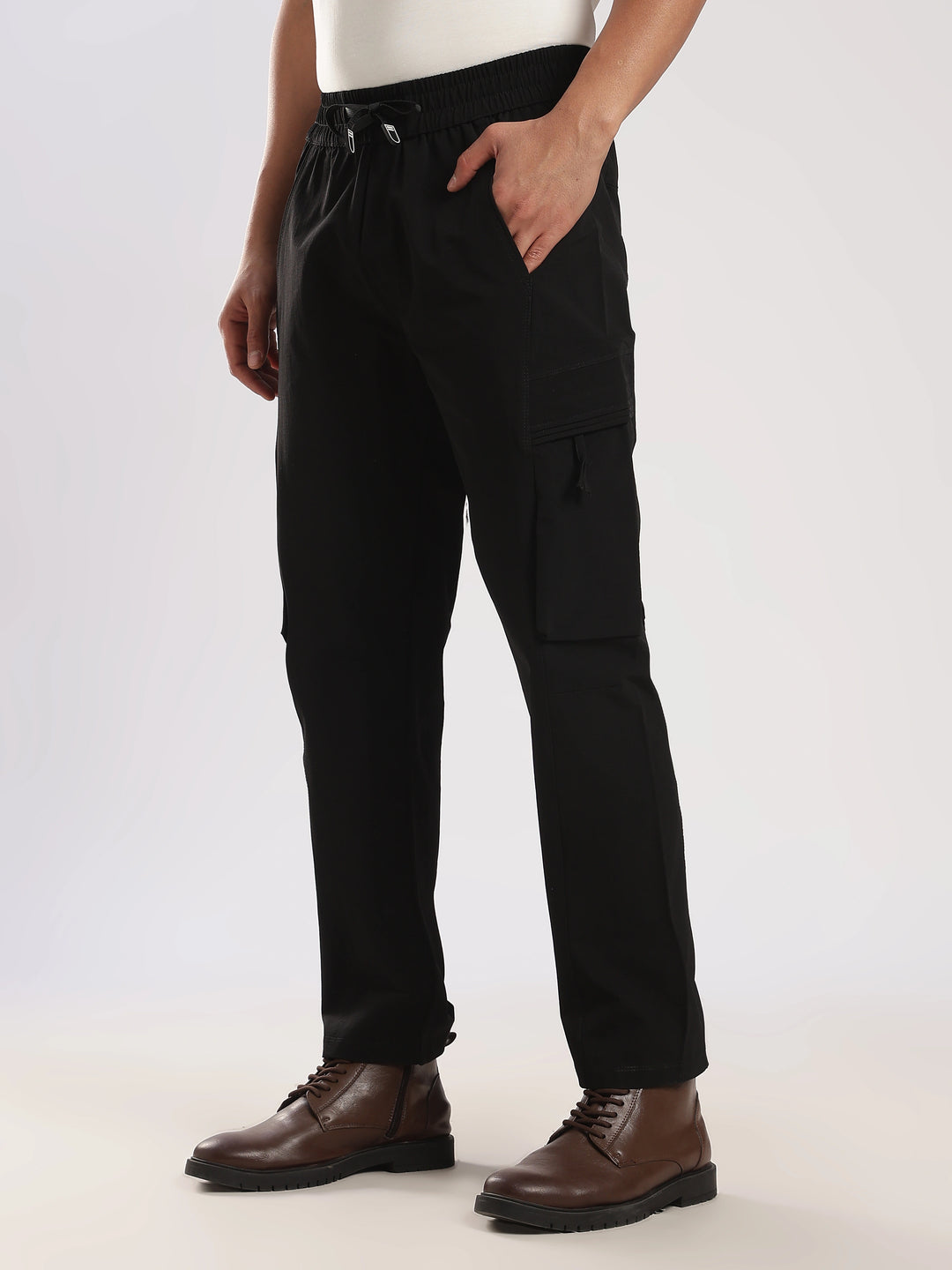 Dark Grey Nylon Relaxed Fit Travel Pant