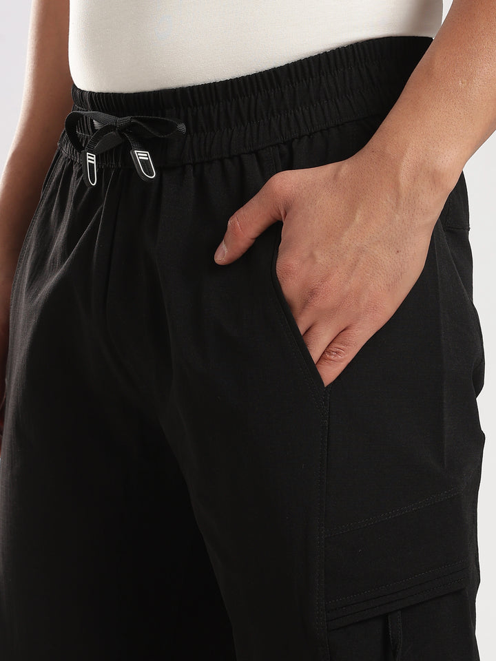 Dark Grey Nylon Relaxed Fit Travel Pant