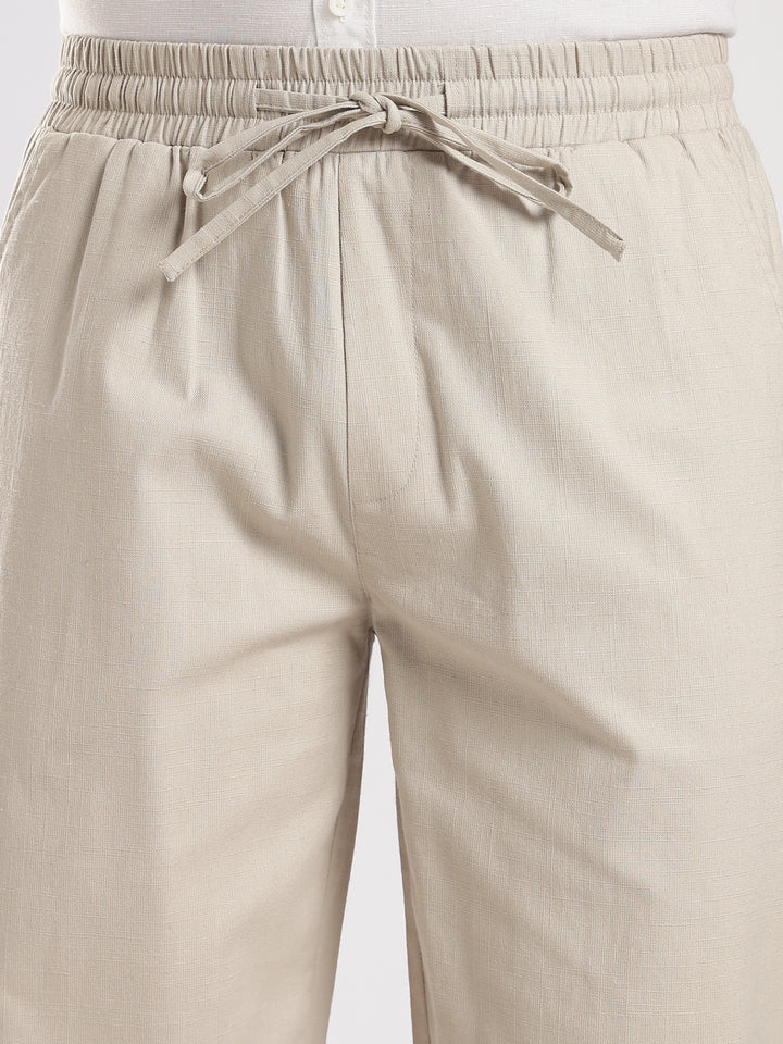 Beige Regular Fit Linen Trouser