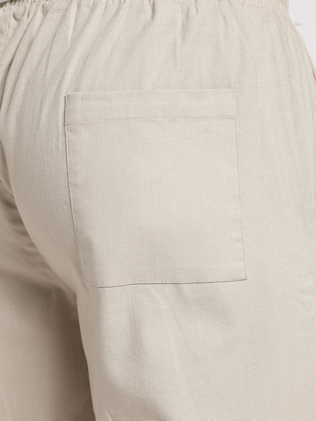 Beige Regular Fit Linen Trouser
