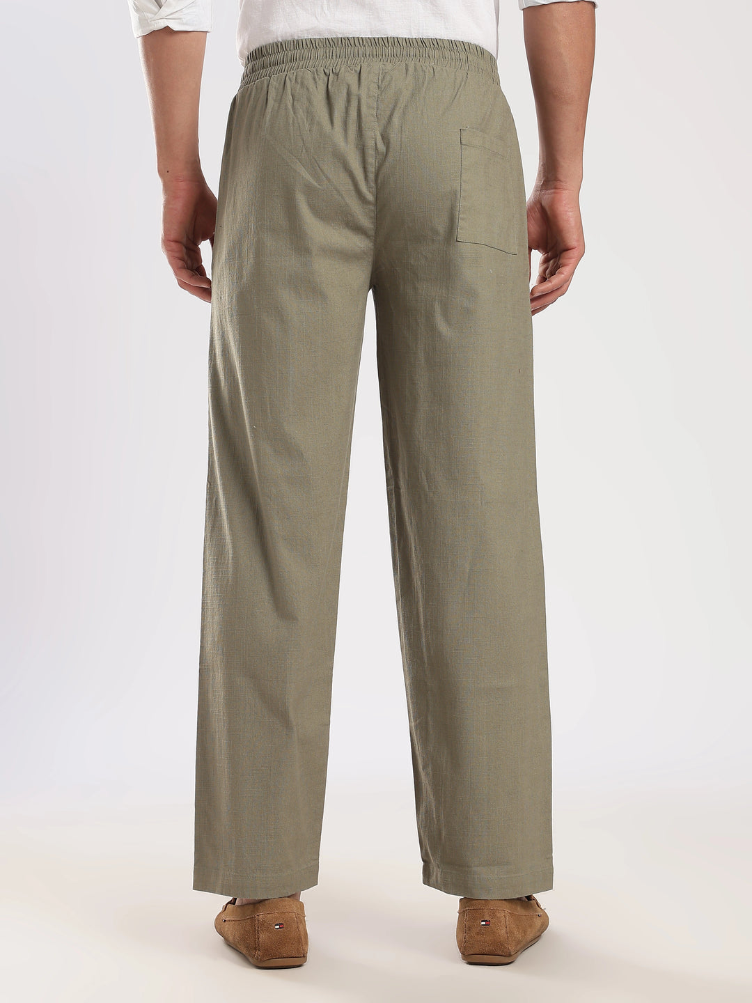 Olive Regular Fit Linen Trouser