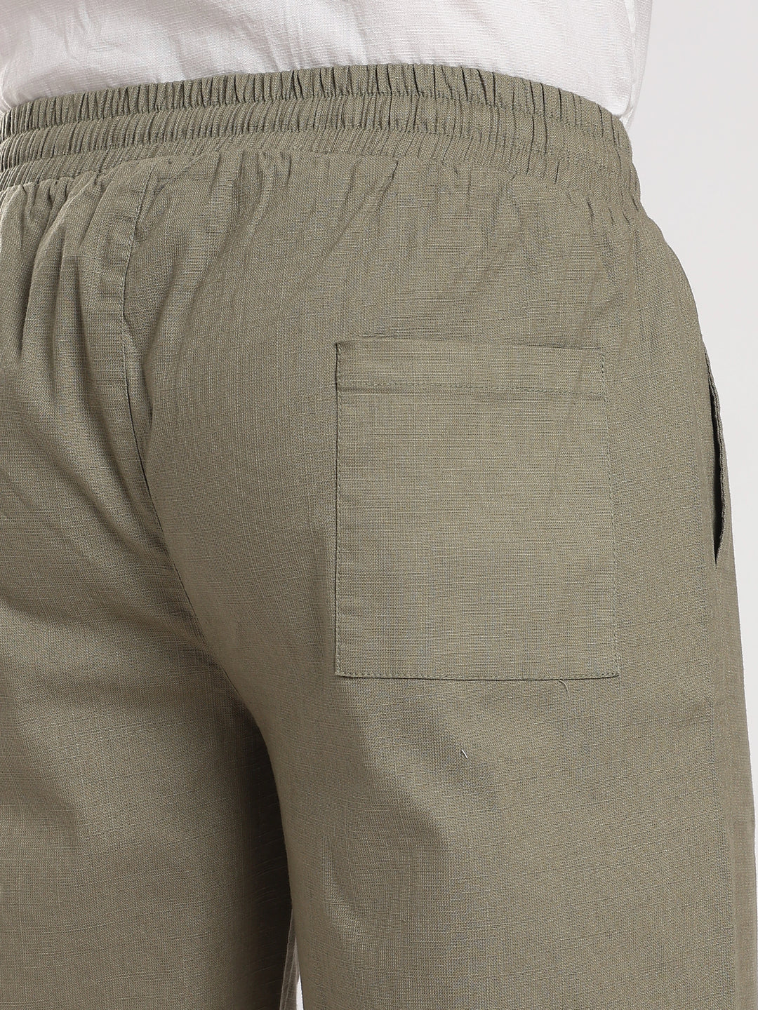 Olive Regular Fit Linen Trouser