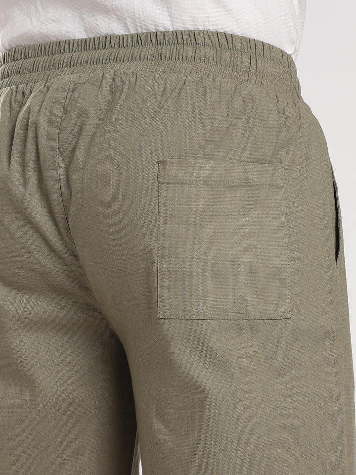 Olive Regular Fit Linen Trouser