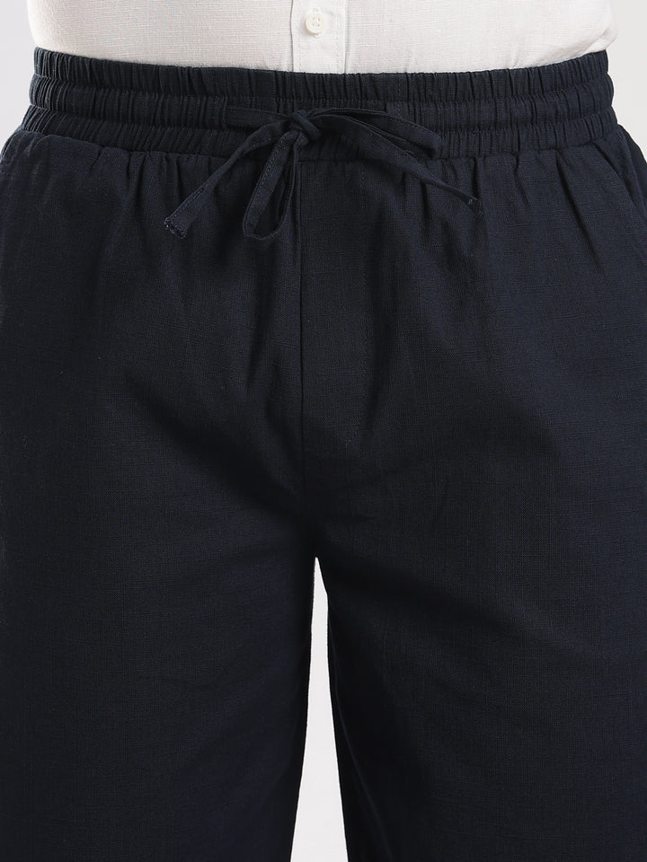 Navy Regular Fit Linen Trouser