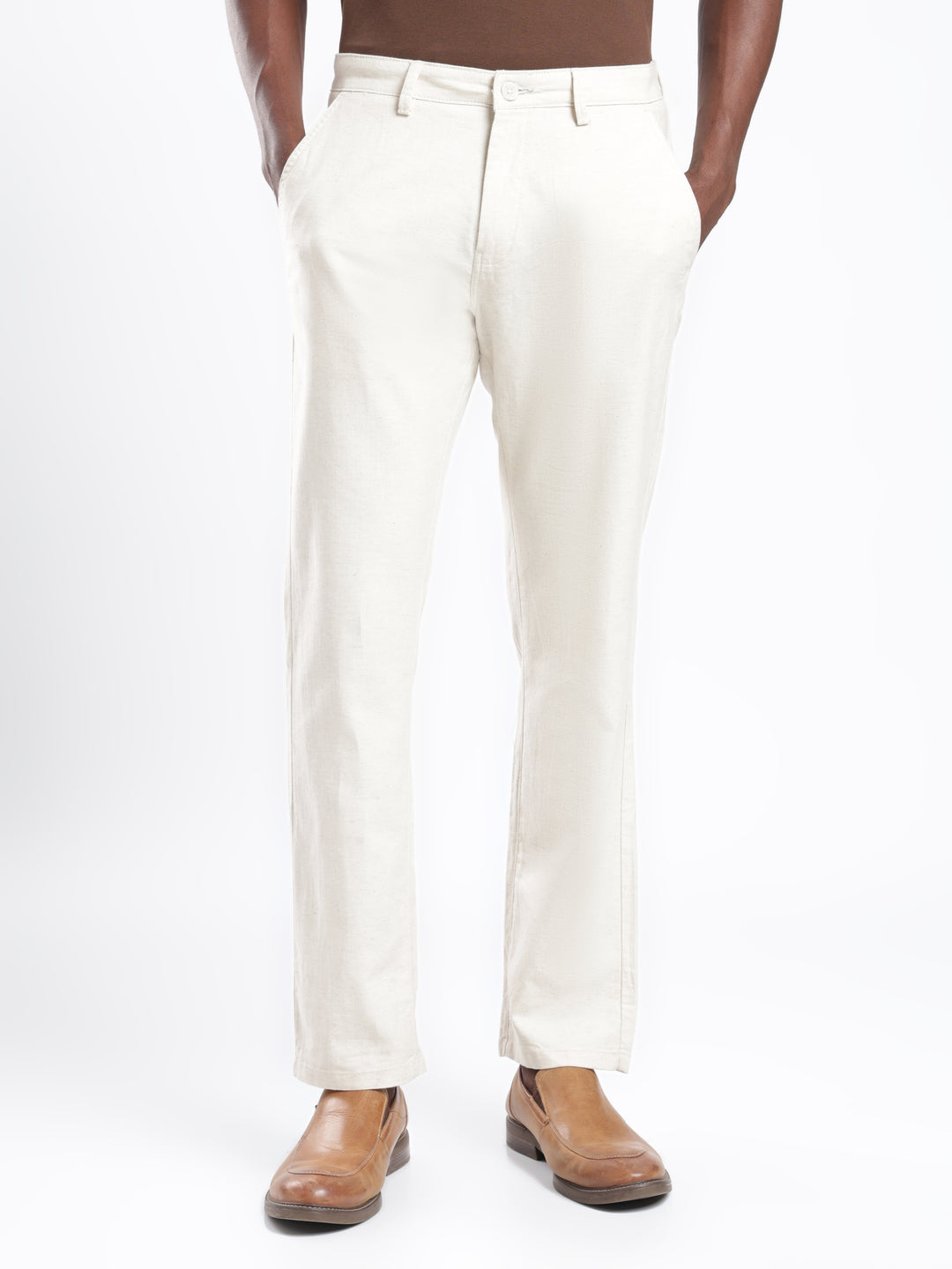 Beige Cotton Linen Trouser