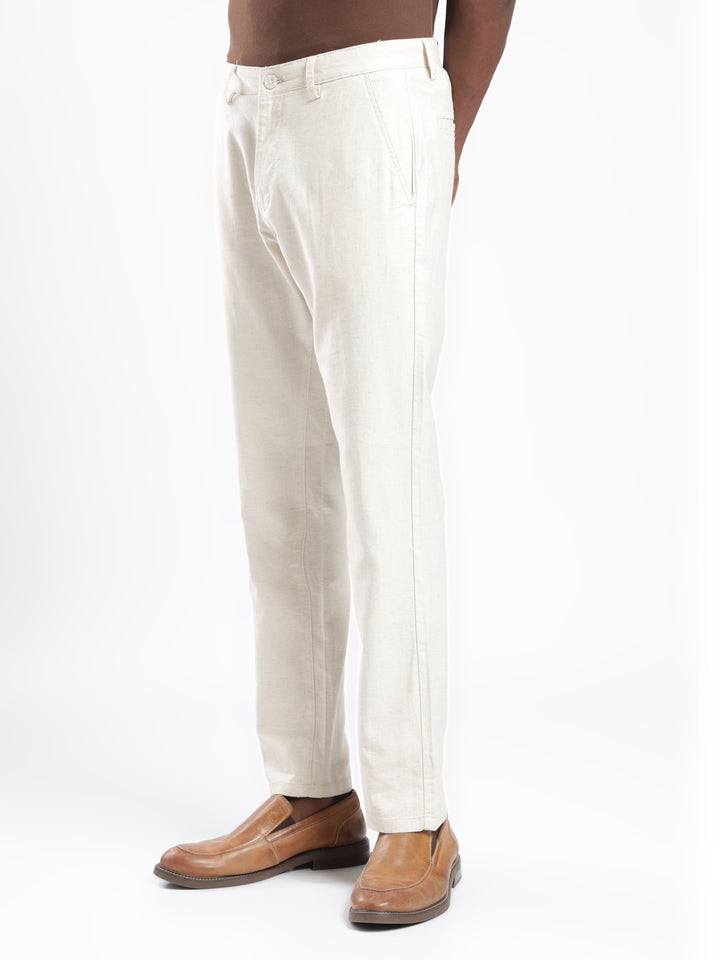 Beige Cotton Linen Trouser