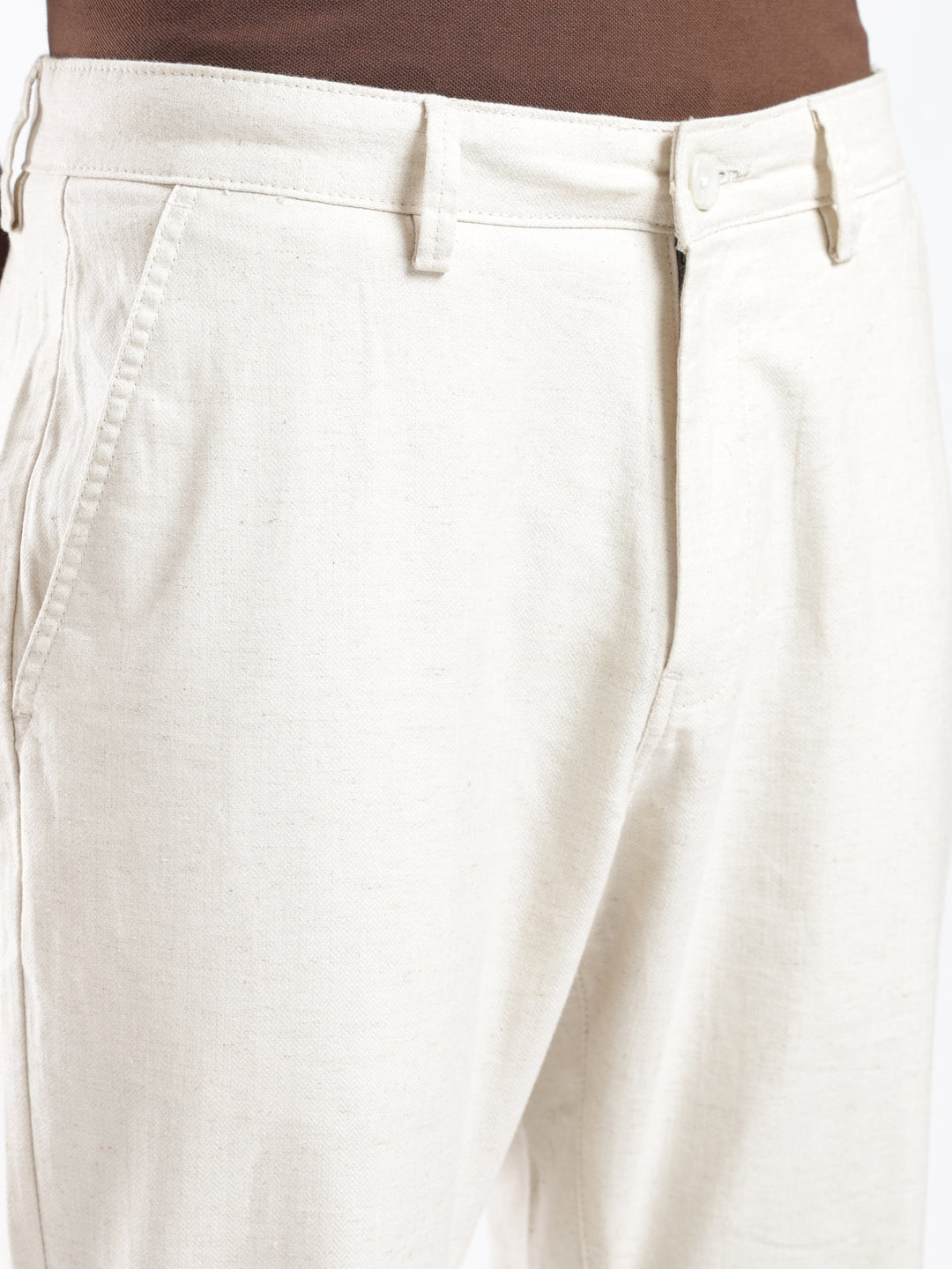Beige Cotton Linen Trouser