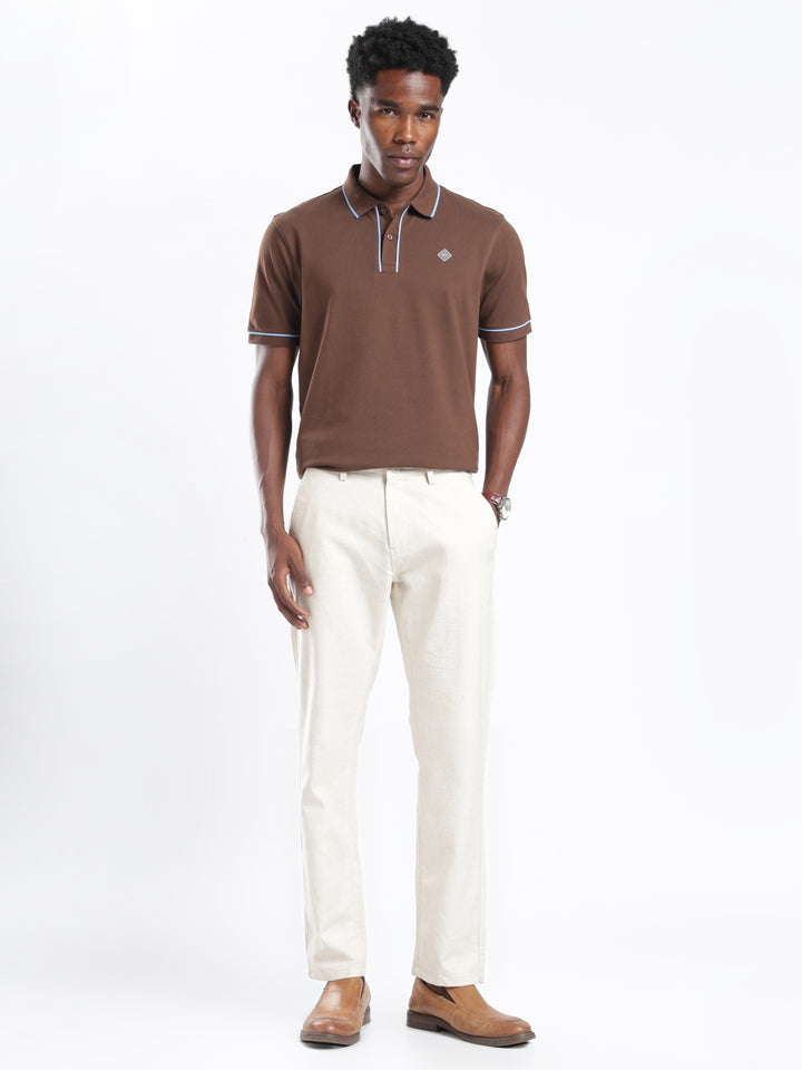 Beige Cotton Linen Trouser