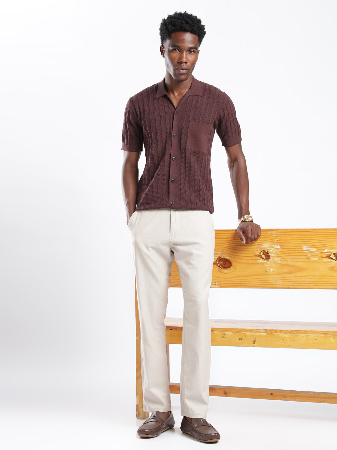 Khaki Cotton Linen Trouser