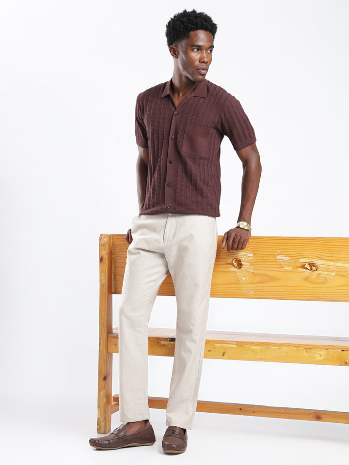 Khaki Cotton Linen Trouser