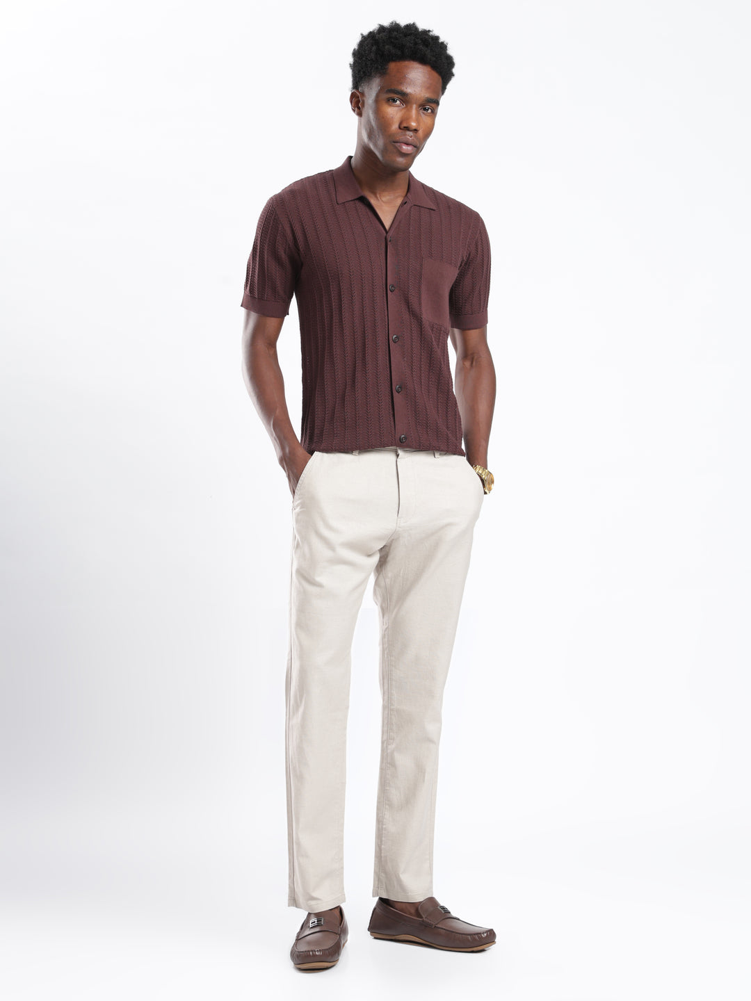 Khaki Cotton Linen Trouser