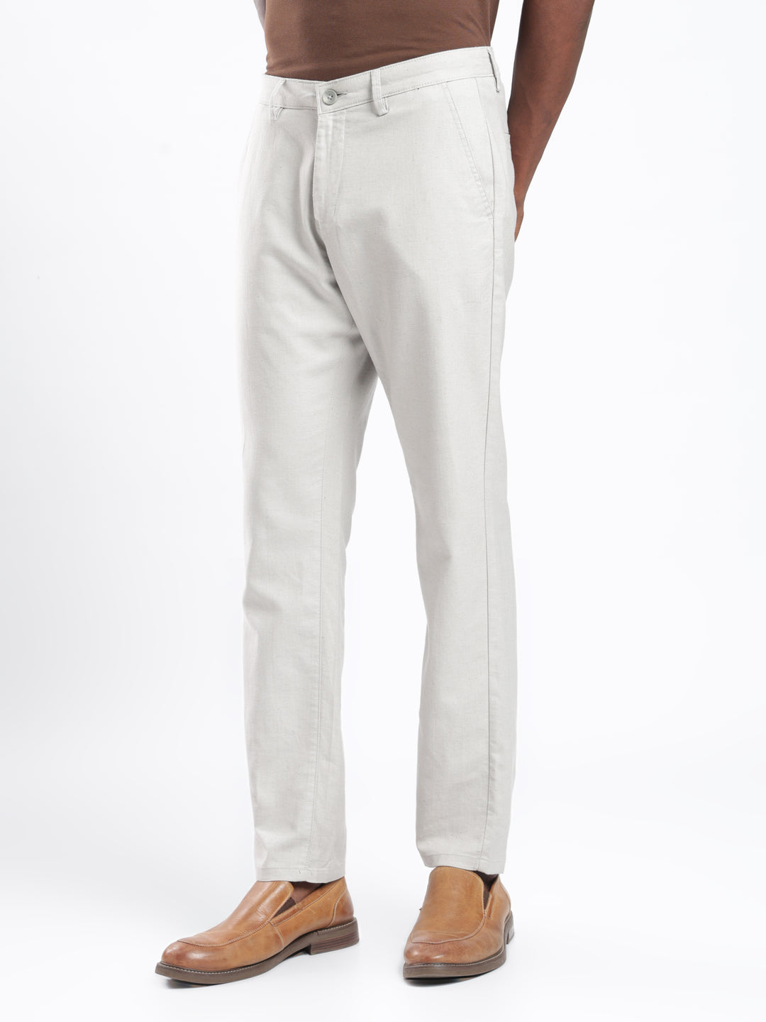 Grey Cotton Linen Trouser