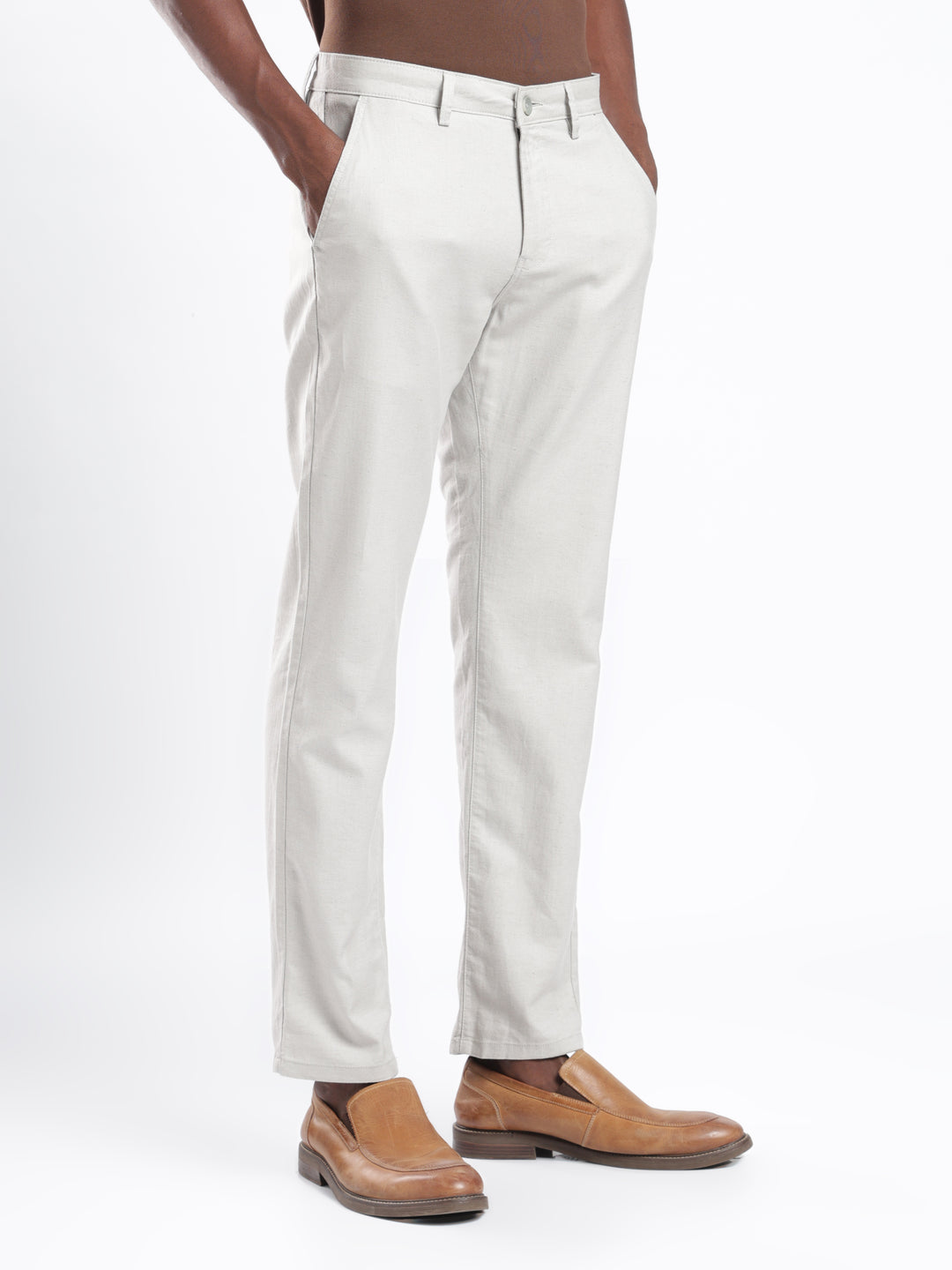 Grey Cotton Linen Trouser