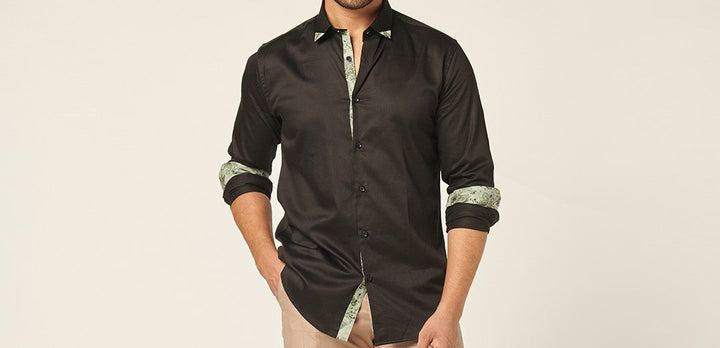 cotton black shirt for men