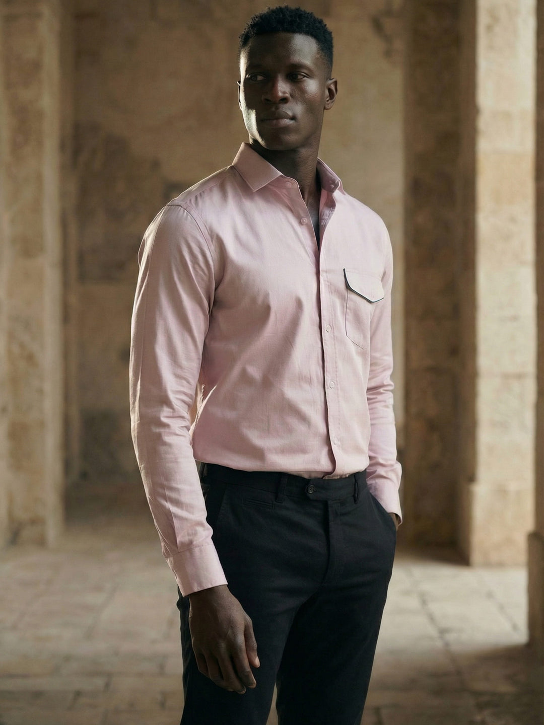 pink satin shirt men's