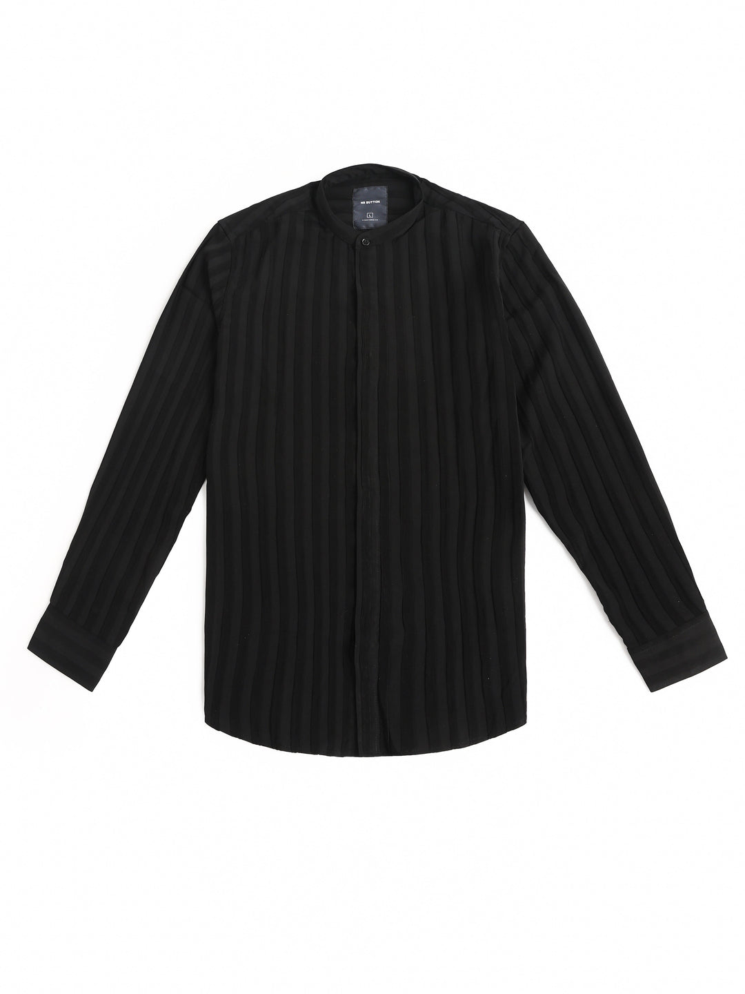 THE ONLY HUMAN BLACK MANDARIN COLLAR SHIRT