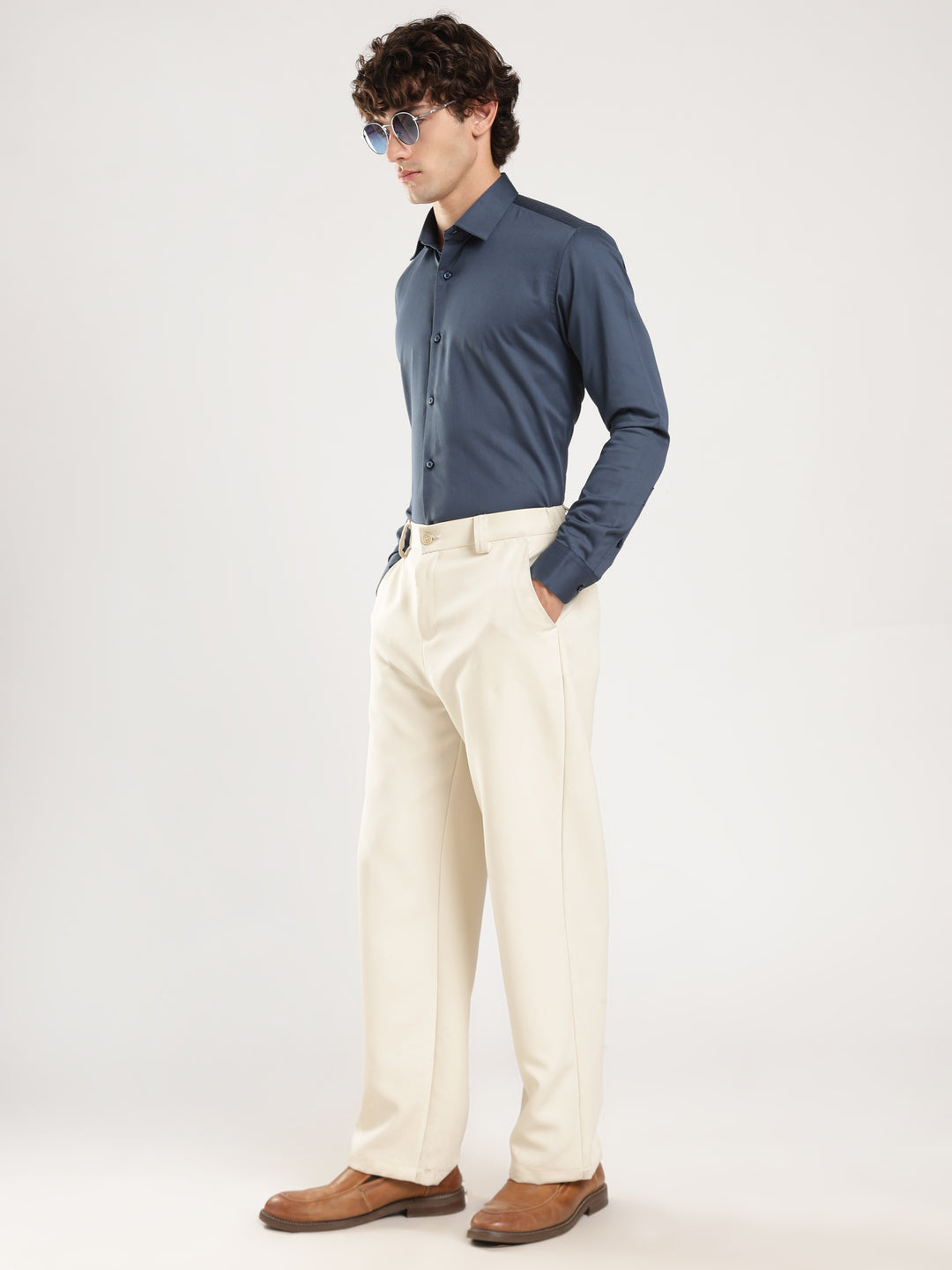 Navy Solid Slim Fit Formal Shirt