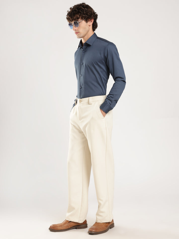 Navy Solid Slim Fit Formal Shirt
