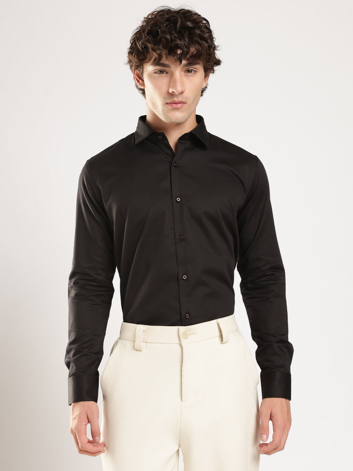 Black Solid Slim Fit Formal Shirt