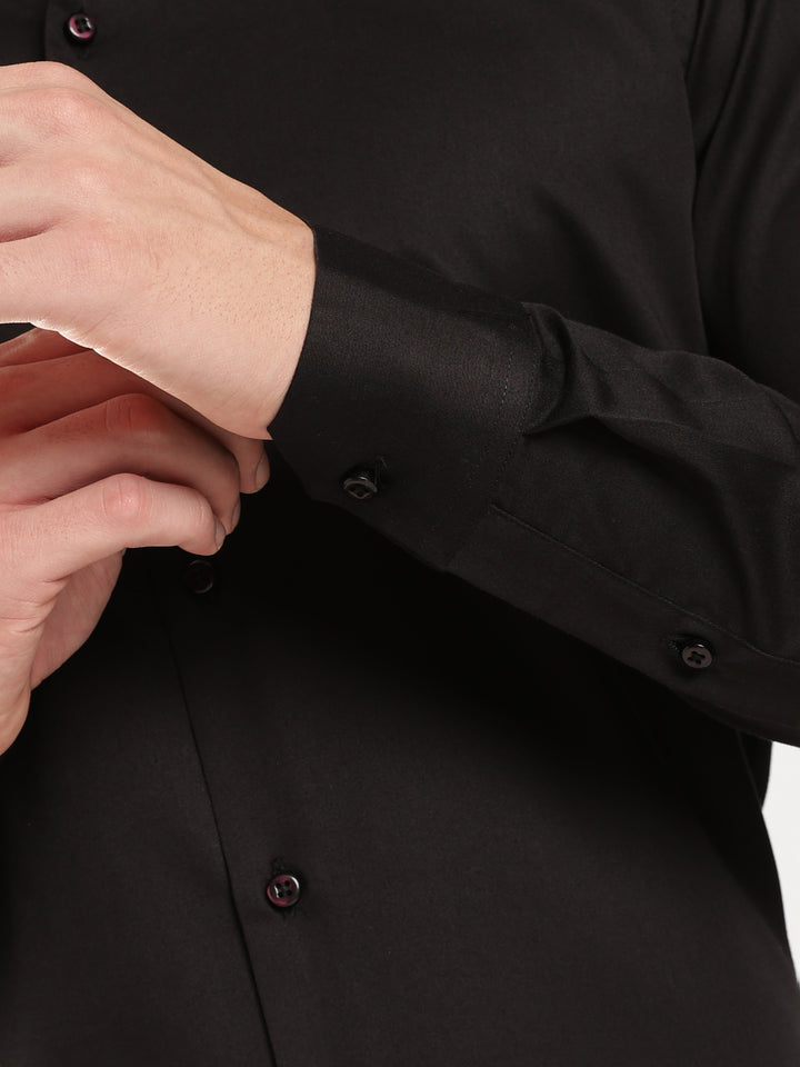 Black Solid Slim Fit Formal Shirt