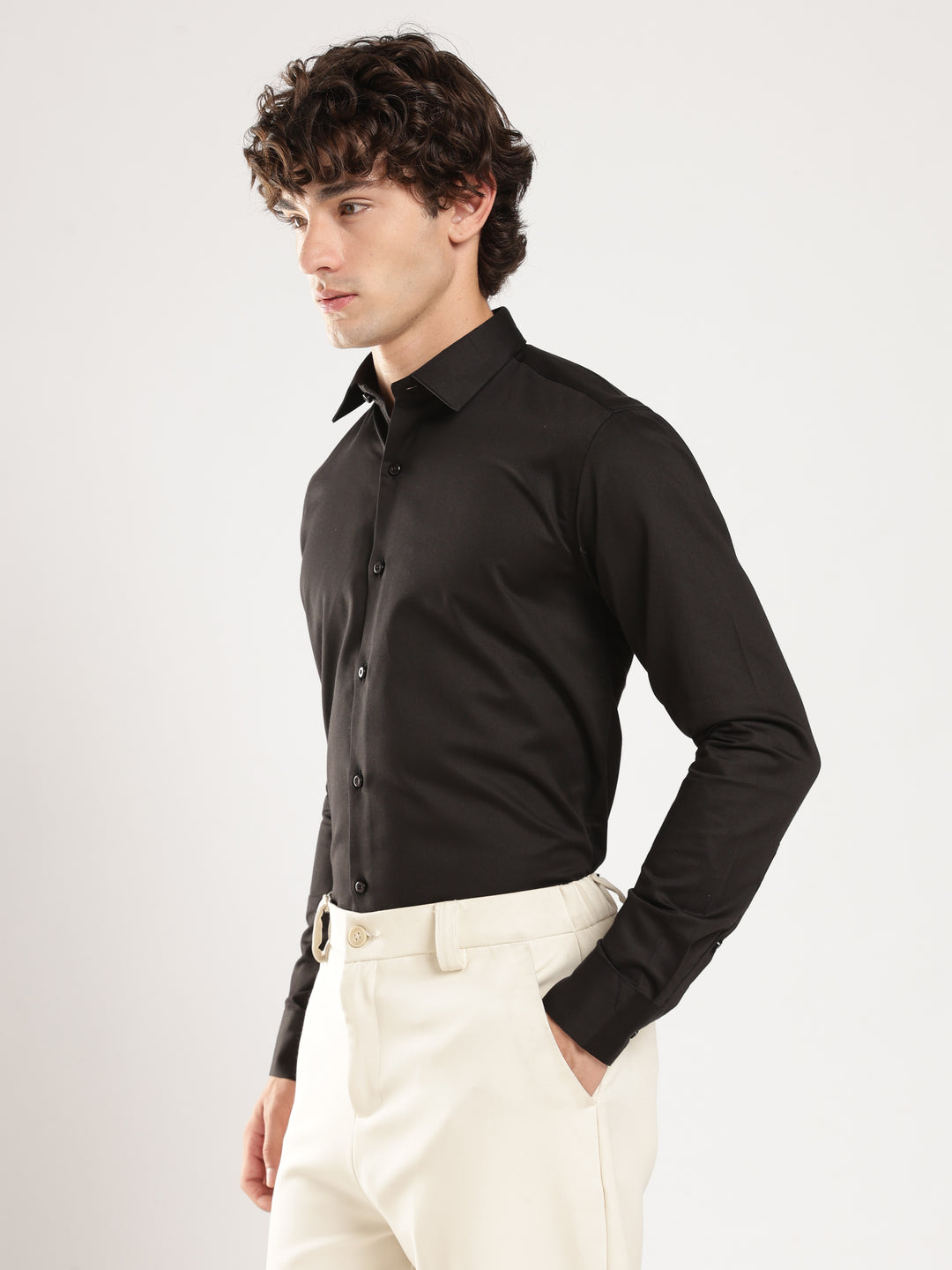 Black Solid Slim Fit Formal Shirt
