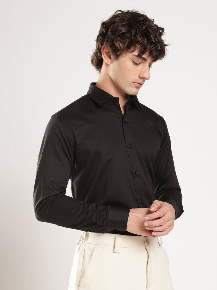 Black Solid Slim Fit Formal Shirt