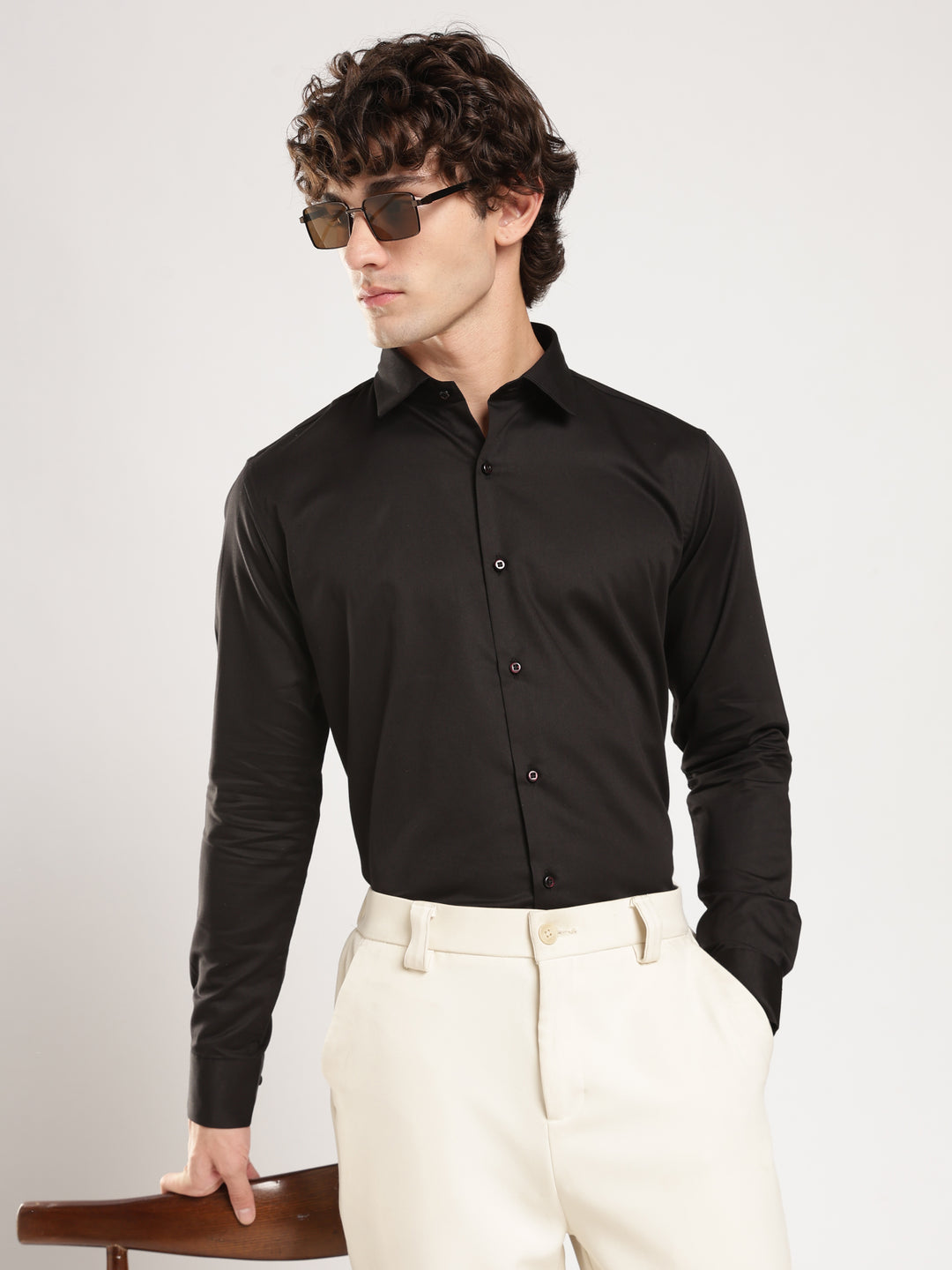 Black Solid Slim Fit Formal Shirt