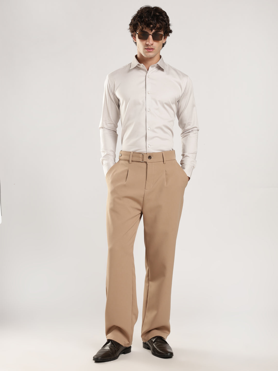Light Grey Solid Slim Fit Formal Shirt
