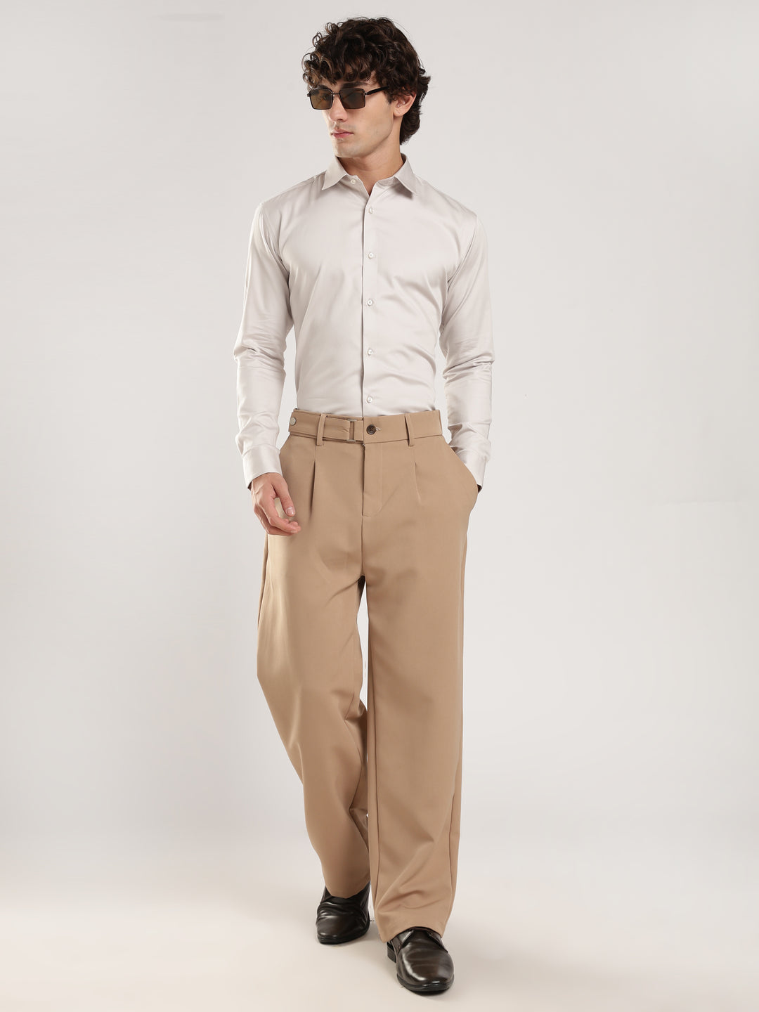 Light Grey Solid Slim Fit Formal Shirt