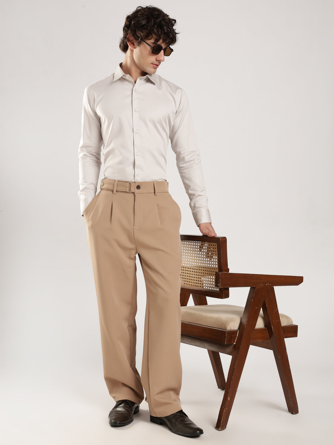 Light Grey Solid Slim Fit Formal Shirt