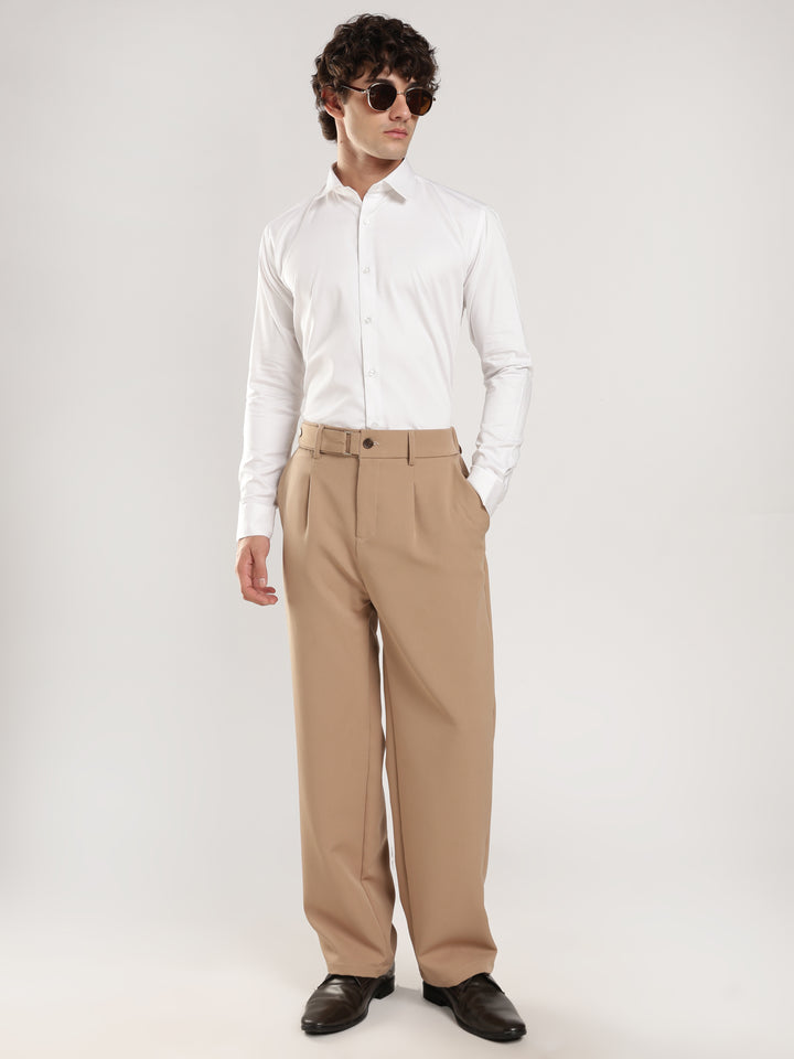 White Solid Slim Fit Formal Shirt