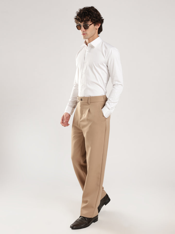 White Solid Slim Fit Formal Shirt