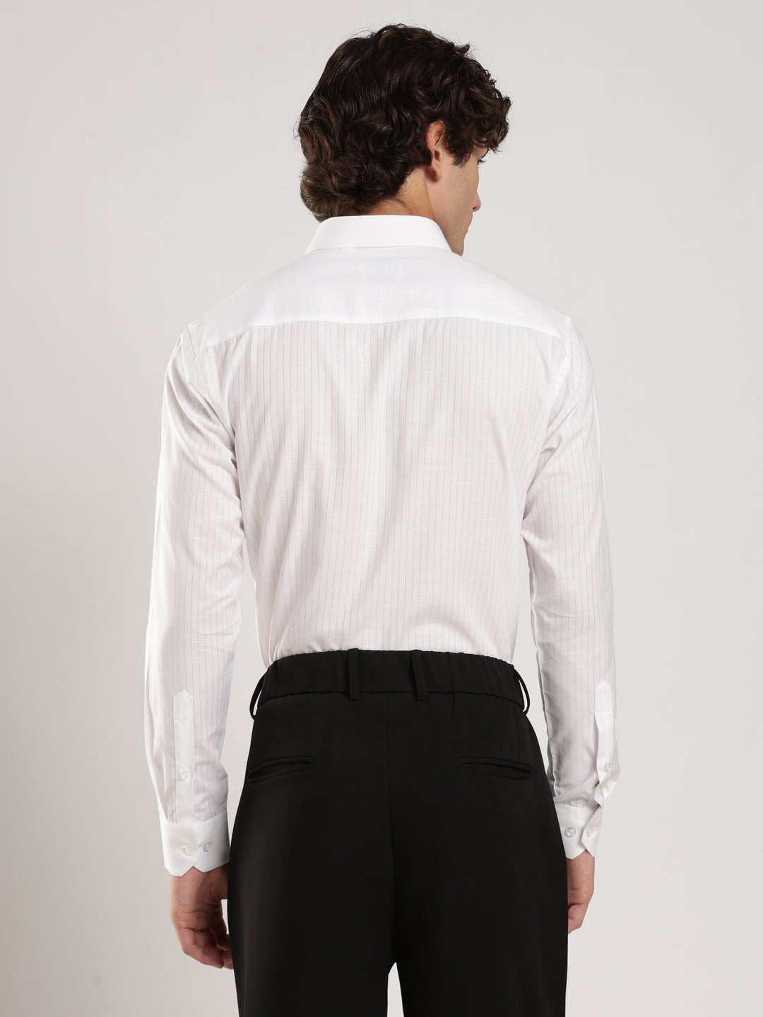 White Striped Slim Fit Casual Shirt