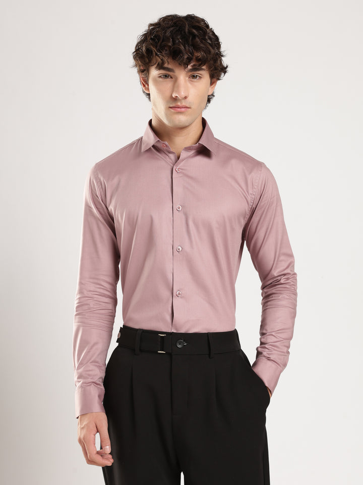 Violet Solid Slim Fit Formal Shirt