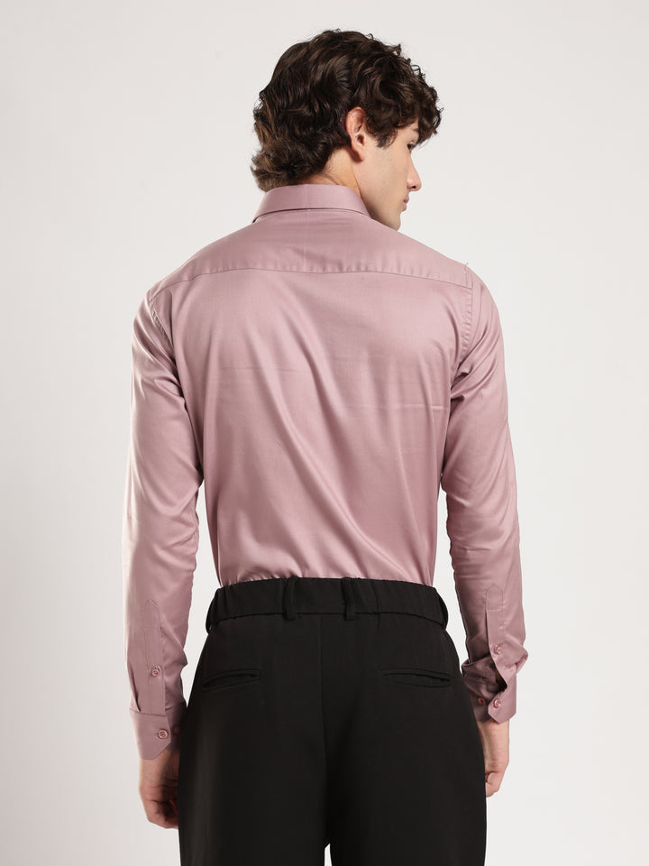 Violet Solid Slim Fit Formal Shirt